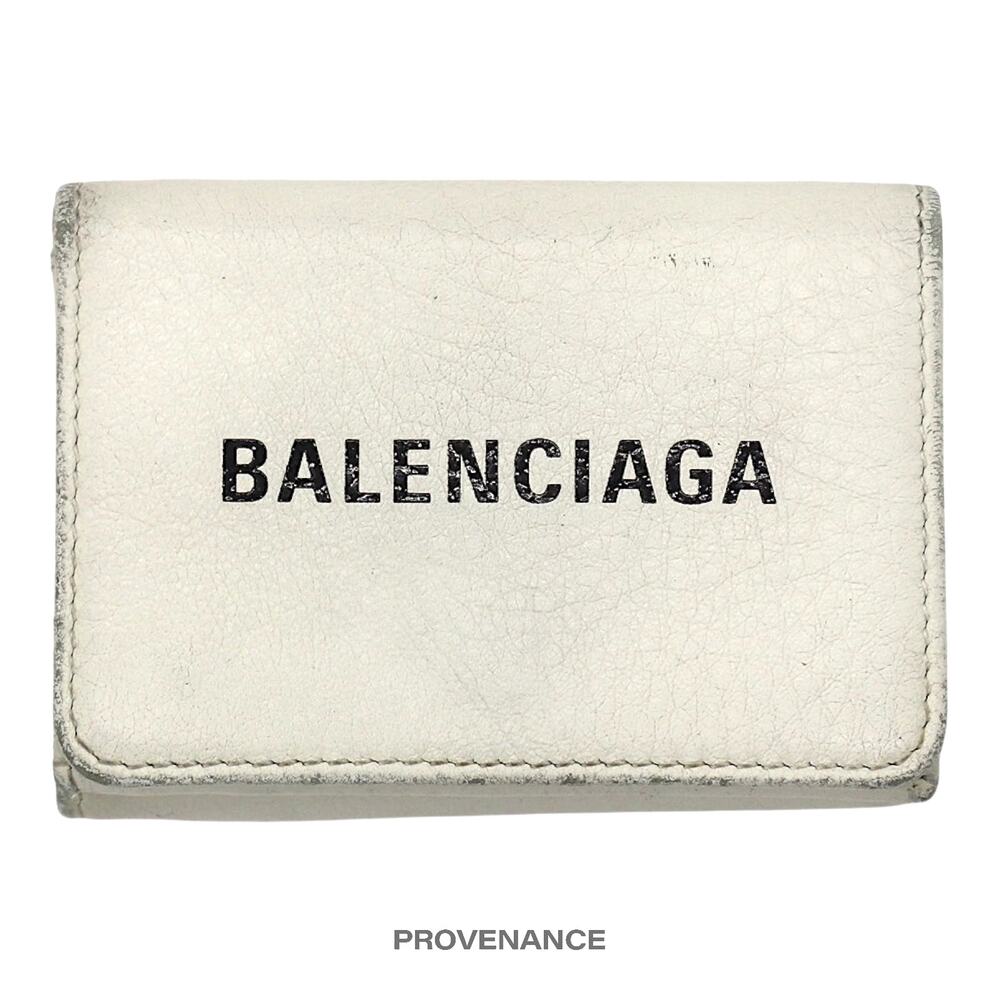 🔴 Balenciaga Logo Print Trifold Wallet - White
